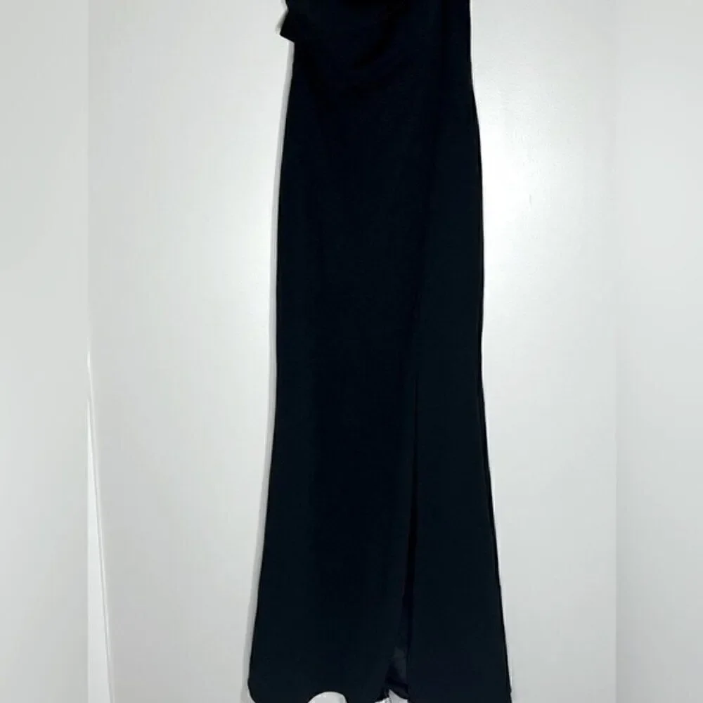AQUA Scuba Crepe Off-the-Shoulder Gown New evening dress Black Size 8 New - Picture 11 of 13
